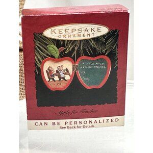 1993 Hallmark Keepsake Christmas Ornament Apple For Teacher Locket School Vintag